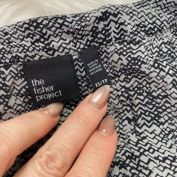 Eileen Fisher The Fisher Project Roadster V-Neck Silk Dress Size XS Gray/Black - Picture 11 of 16